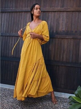 Free People You're a Jewel Maxi Dress Gold